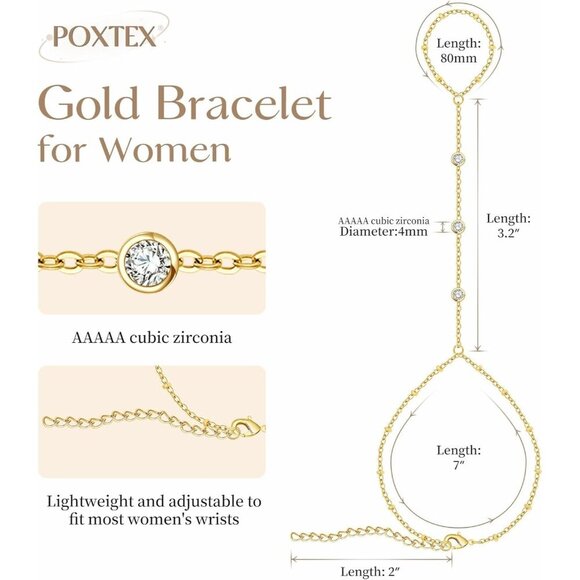 Gold-Style 07 Dainty Stack Beaded, Hand Chain Bracelets Jewelry Gifts for Women - Picture 5 of 8